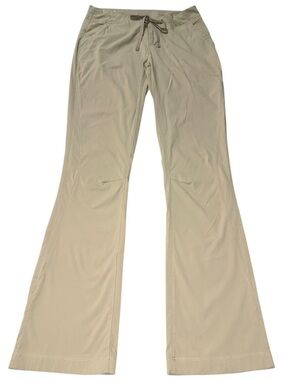 Columbia Size 4 Green Tan Flare Hiking Pants Drawstring Lightweight Outdoor